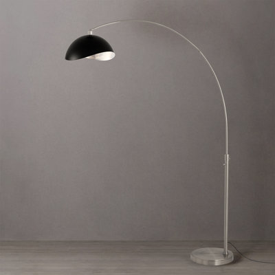 Lampe à arc 92 po Luna Bella - nickel satiné, base en acier nickel satiné, noir mat / acier argenté, à intensité variable, ampoule incluse