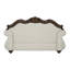 Causeuse Pierce en tissu beige et cerisier avec 3 coussins