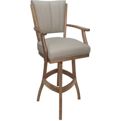 Tabouret de bar en cuir et bois massif - Siège de 30 po
