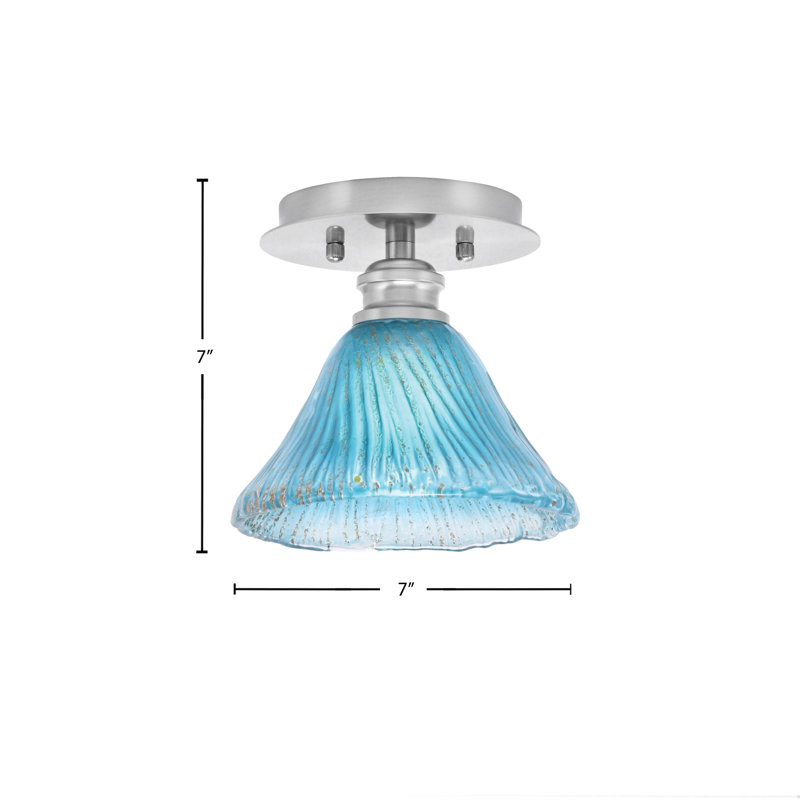 Plafonnier semi-encastré avec verre cristal sarcelle 7 po Edge, Nickel brossé