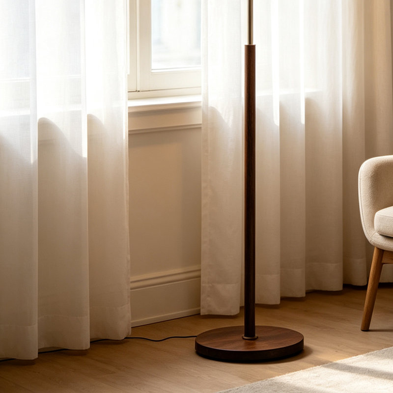 Retro Floor Lamp Simple Design LED Floor Lamp Double‑Layer Acrylic Shade Pull Chain & Foot Switch