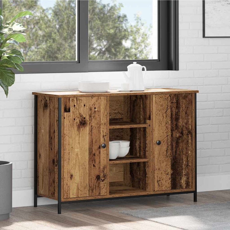 Sideboard 100X35x70 Cm Engineered Wood And Steel, Brown