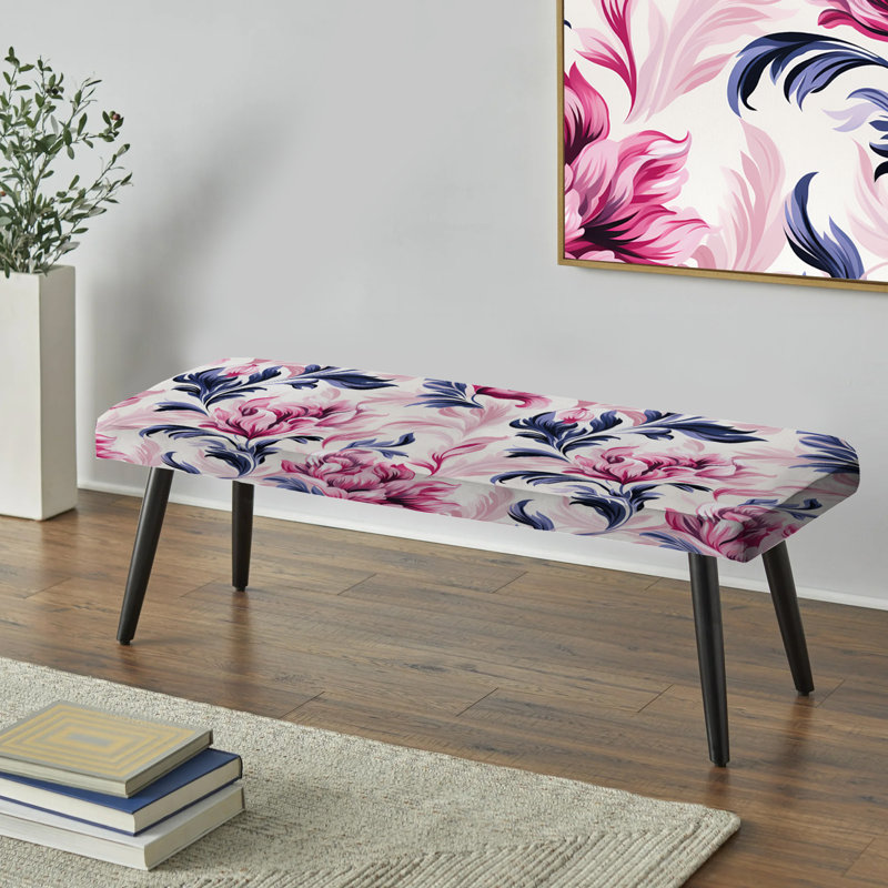 Banc rembourré Plants, Pink And Blue Love Knot Ikat Infused Blooms