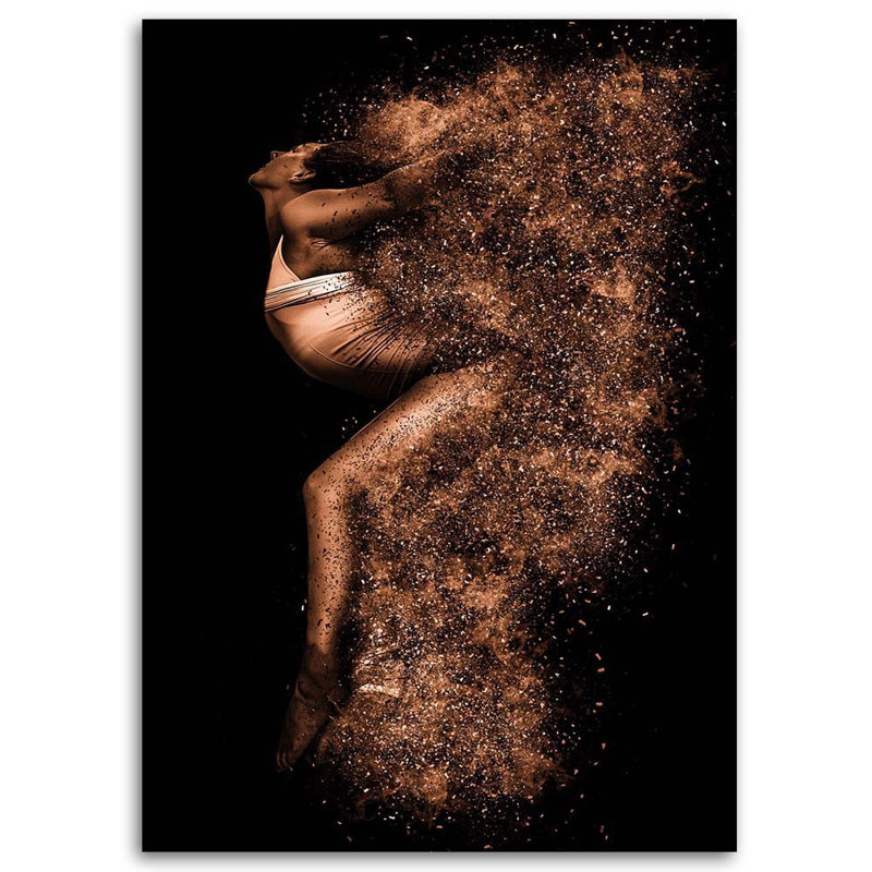 Beautiful Woman In Gold Dust - No Frame Print on Canvas, 90cm H x 60cm W