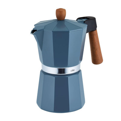 Frieling Legno Espresso Maker, Blue, 7.5 H