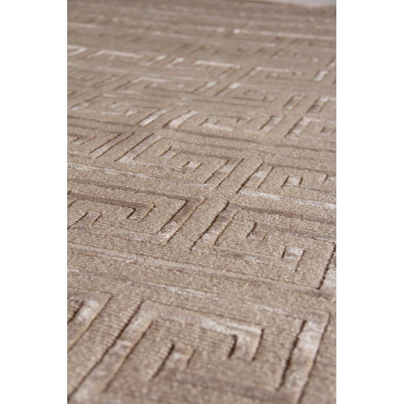 Metro-Velvet Geometric Area Rug in Beige, Rectangle 8' x 10'