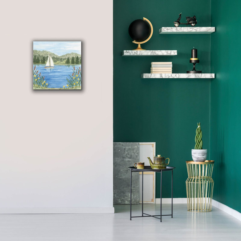  Art mural en toile, Voilier sur le lac par Deb Strain, 18 po x 18 po, H 18 po x l 18 po