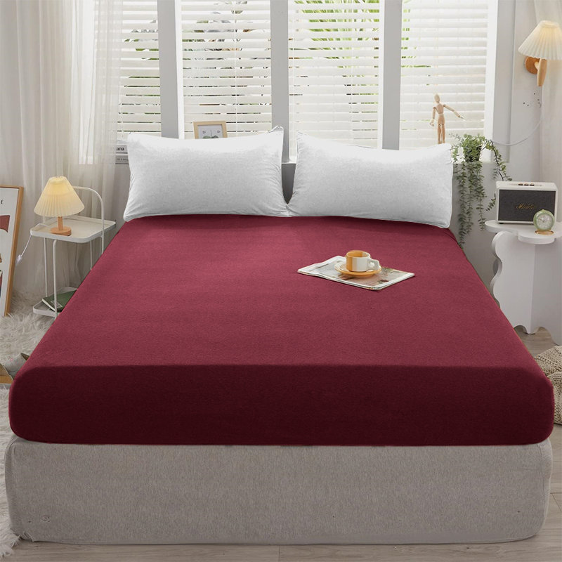 Cotton Blend 30cm Deep Pocket Jersey Fitted Sheet, Red, Double (4'6)