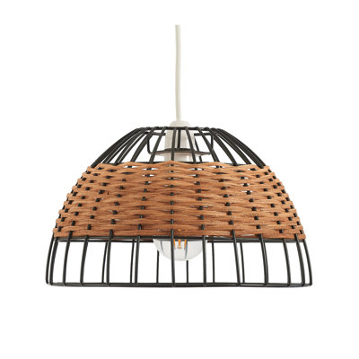 18 cm H Round Pendant Shade ( Hook & Loop Fastener ) in Black