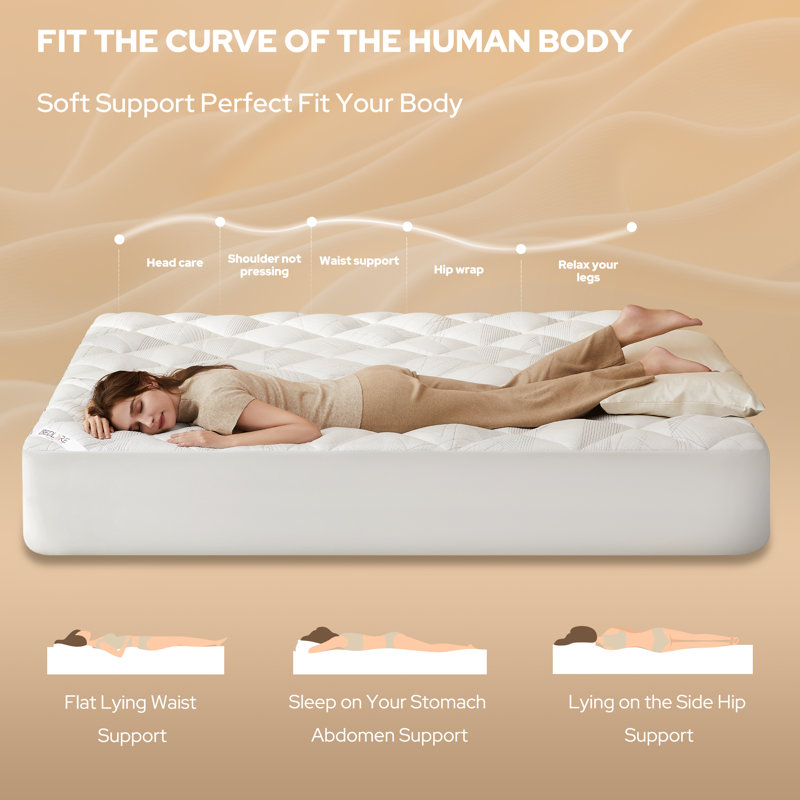 Surmatelas en rayonne de bambou BEDLORE®, surmatelas moelleux en forme de nuage avec poche profonde de 6 à 18 po, surmatelas moelleux pour soulager les maux de dos