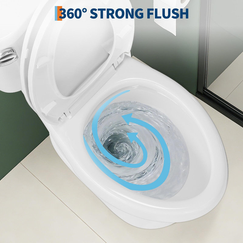 Modern Two Piece Elongated Toilet – Side Push Button, 1.28 GPF, CUPC Approved