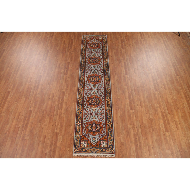 Tapis de couloir géométrique en laine traditionnel 3 x 12