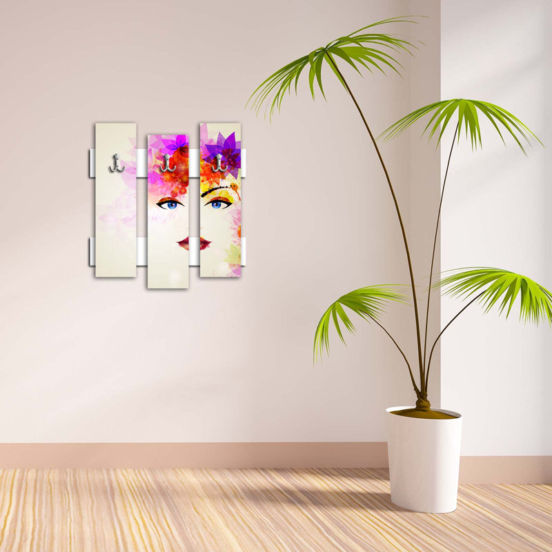 Portemanteaux mural mauve / blanc / jaune Lindenwold