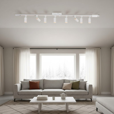 6-Light LED Track Lighting Kit, 6.6FT H-Track Rails, Modern White Ceiling Lights