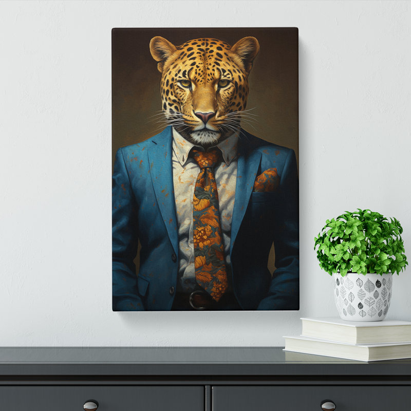 Leopard In A Suit Painting - Wrapped Canvas, 50cm H x 35cm W x 3cm D