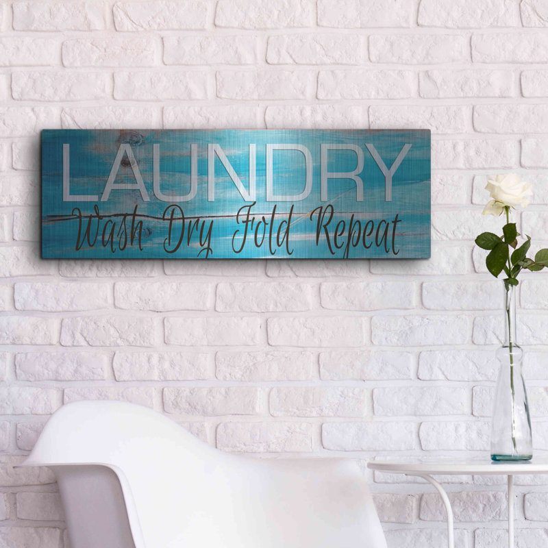 "Laundry - Wash, Dry, Fold, Répétez 2" par Cindy Jacobs, art mural en métal, H 12 po x l 36 po