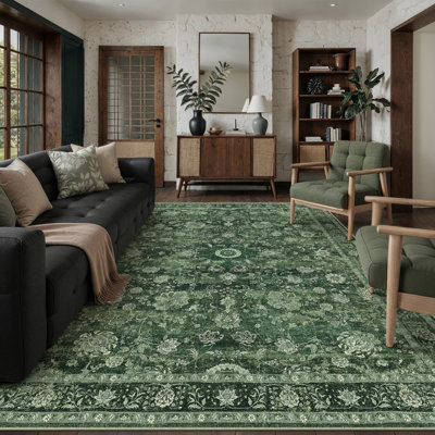 Patty Oriental Vintage Area Rug With Non-Slip Backing