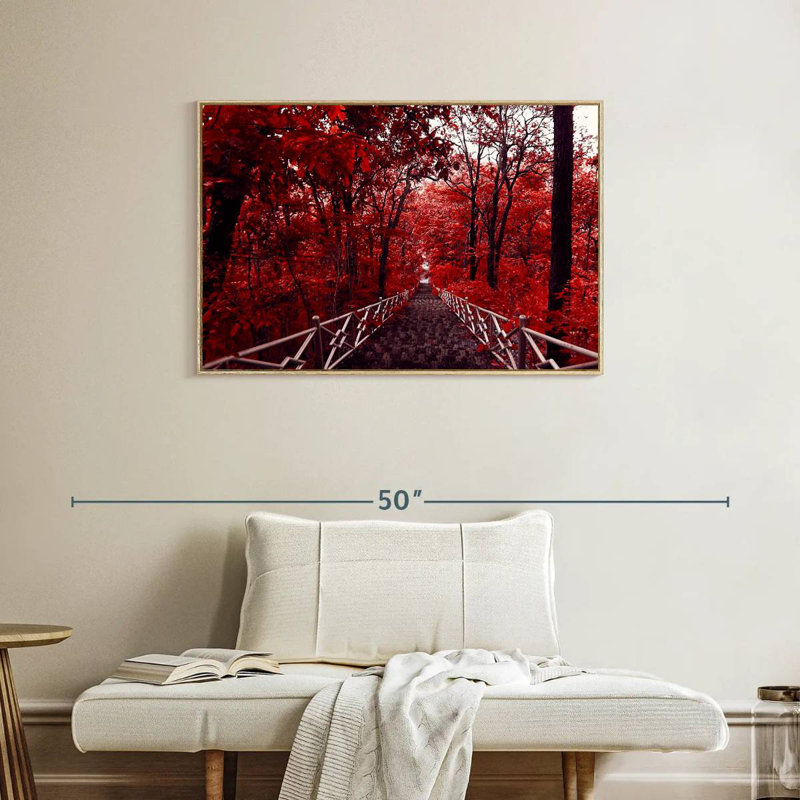 Arbres rouges, Cadre flottant en bois naturel, 37 po x 25 po