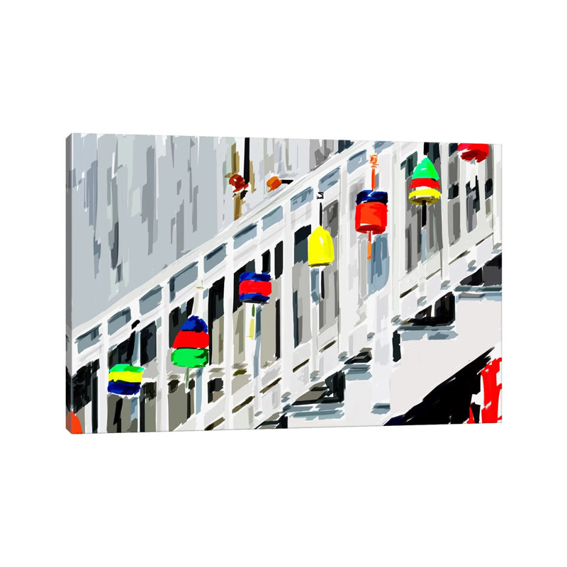 Vibrant Buoys IV by Emily Kalina - Wrapped Canvas Painting, 20.32 cm H x 30.48 cm W