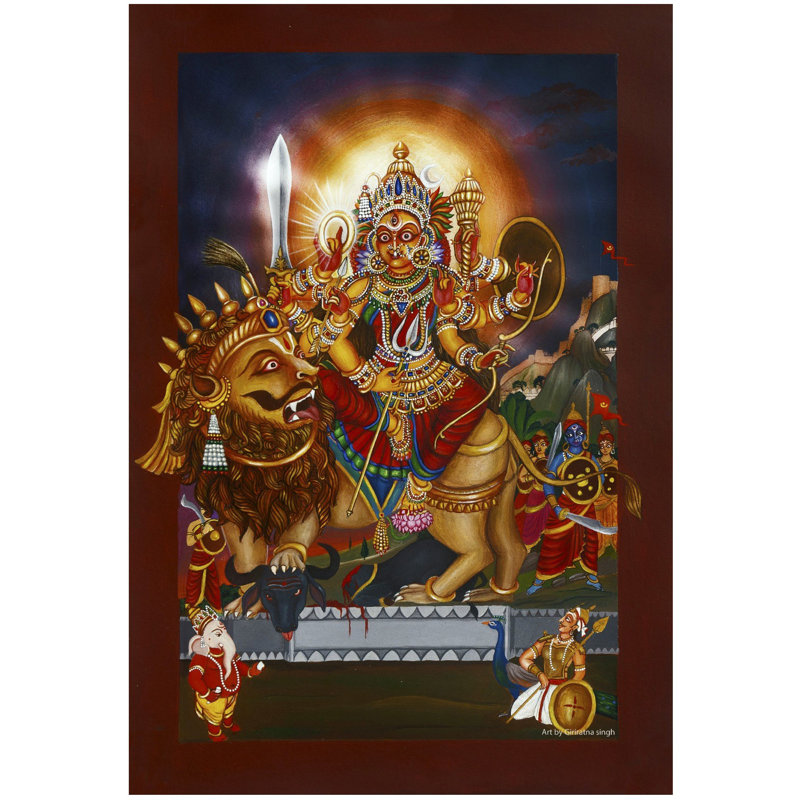 Déesse Durga | Gouache sur papier aquarelle | Peinture de Giri Ratna Singh