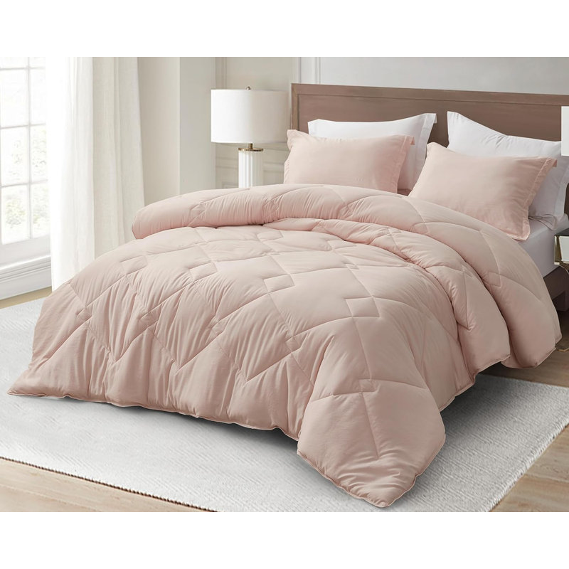 Blush Pink Twin XL Reversible Down Alternative Microfiber Comforter Set