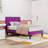 Purple Twin Size Velvet Upholstered Platform Bed Frame with Diamond Tufted Headboard, No Box Spring Needed-865645299-805318852
