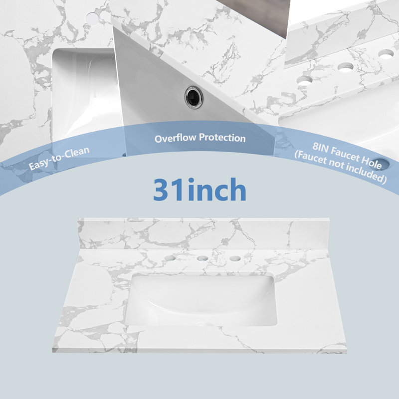 31" Single Bathroom Vanity Top With Sink