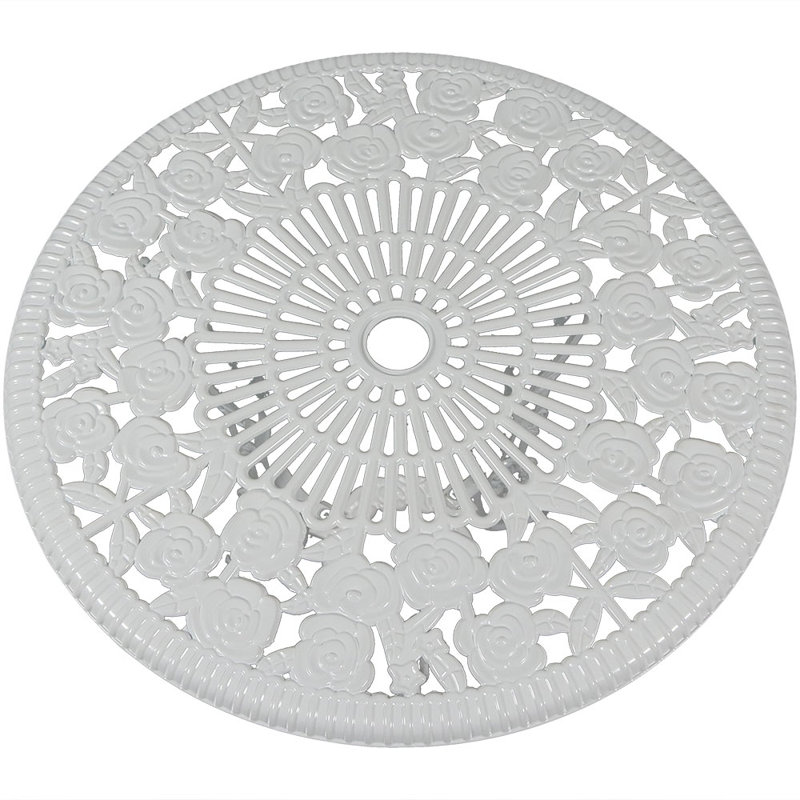 White Cast Aluminum Floral Bistro Set with Iron Legs