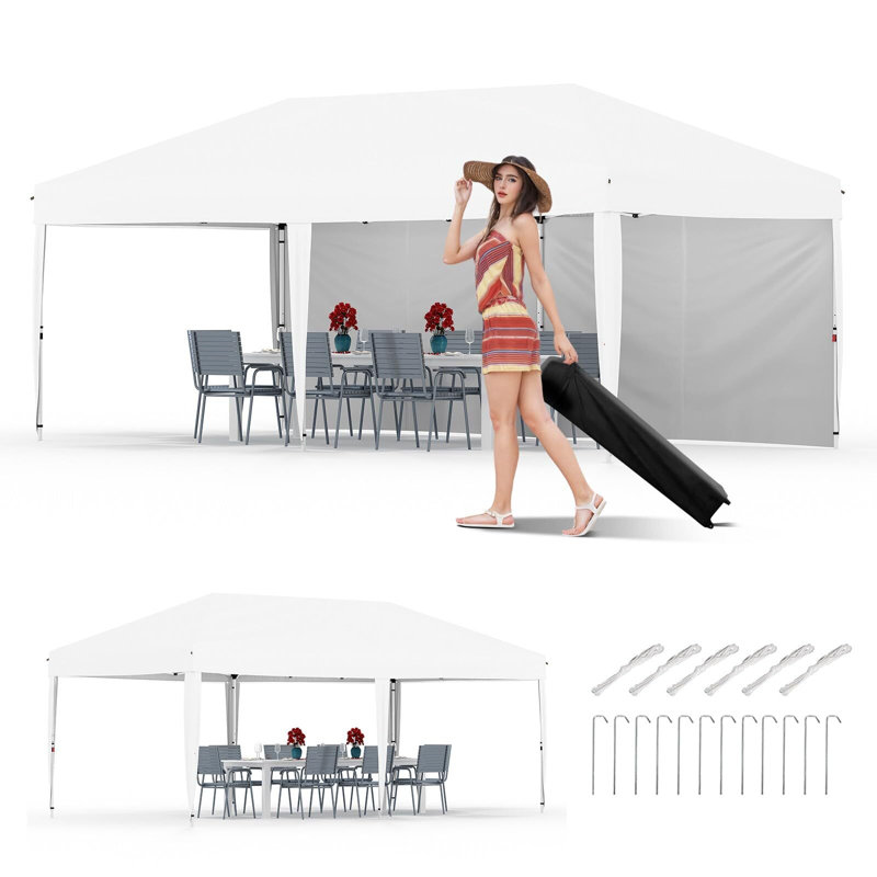 10'x 20' Pop up Canopy Tent, Heavy Duty Outdoor Canopy Tent, Instant Easy Setup Commercial Canopy Tent, Portable Outdoor Tent for Farmers' Market, Wedding, Patio, Party, Event