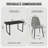 Modern Industrial 5-Piece Dining Set, 59” Rectangular Table + 4 Grey Suede Chairs-895496270