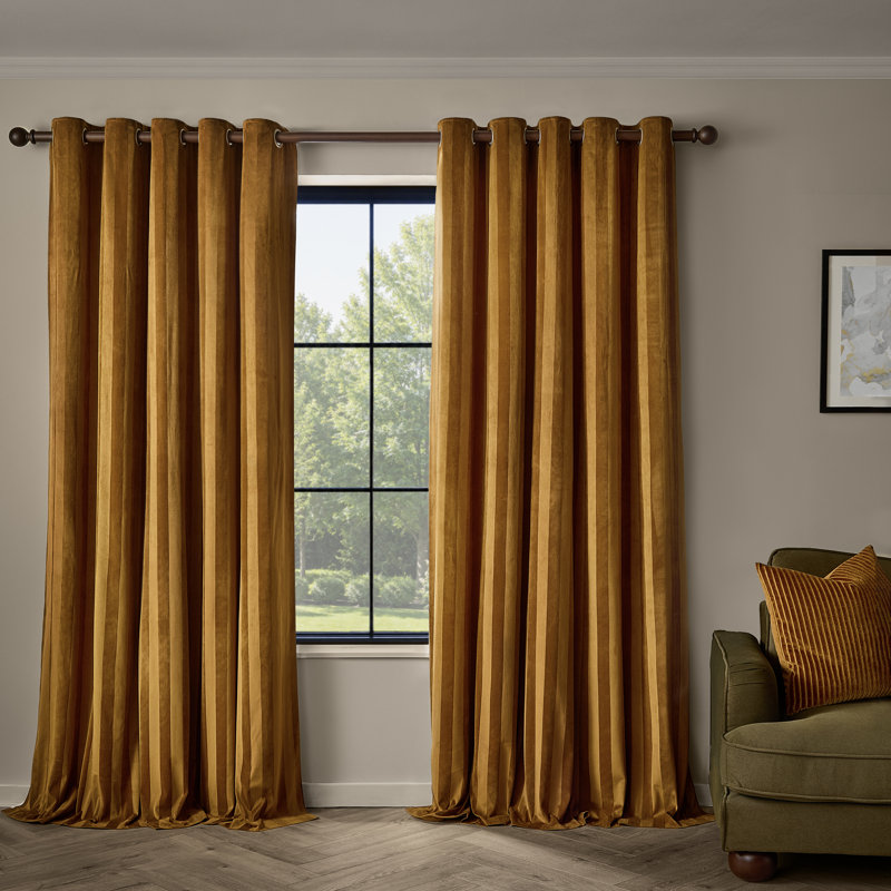Regency Stripe Room Darkening Curtain Panel Pair, 168 cm Width x 183 cm Drop