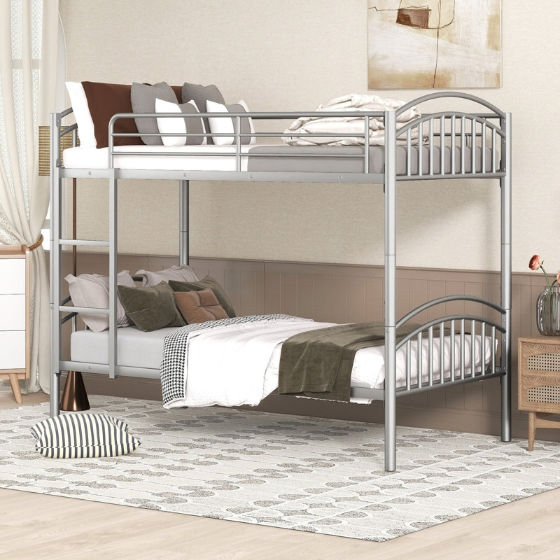 Twin Over Twin Metal Bunk Bed, Silver