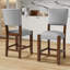 Ensemble de 4 tabourets de bar de style Mid-Century de 40,4 po avec dossier, tabourets de bar rembourrés en lin avec pieds en bois massif pour la salle à manger de l'îlot de cuisine-735502619