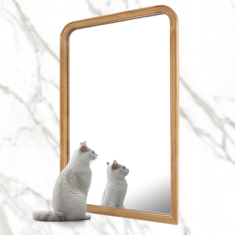 Bathroom/Vanity Wall Mirror with Wood Frame, 40" x 30", Natural Wood
