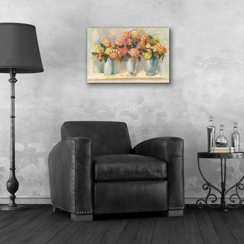 "Bouquets d'hortensias d'automne" par Carol Rowan, H 16 po x l 24 po x P 0,2 po