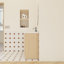 Meuble-lavabo autoportant modulaire de 36 po avec plateau de lavabo en résine 36 po, chêne clair, 2 pièces (24 po 2 portes + 12 po 1 porte), armoire KD, avec poignées en aluminium noir et brossé-801640631