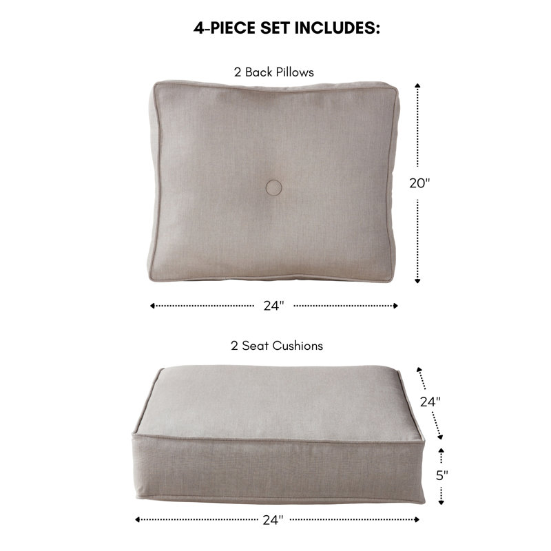 Sunbrella 4-Piece Deep Seat Cushion Set, Cast Ash