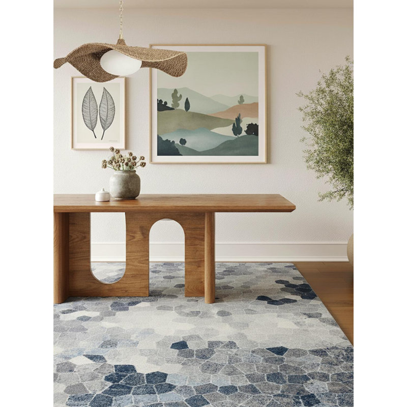 Tapis intérieur / extérieur en mosaïque de pierre bleue / beige 8 pi x 11 pi (7 pi 9 po x 10 pi 8 po) de Joni