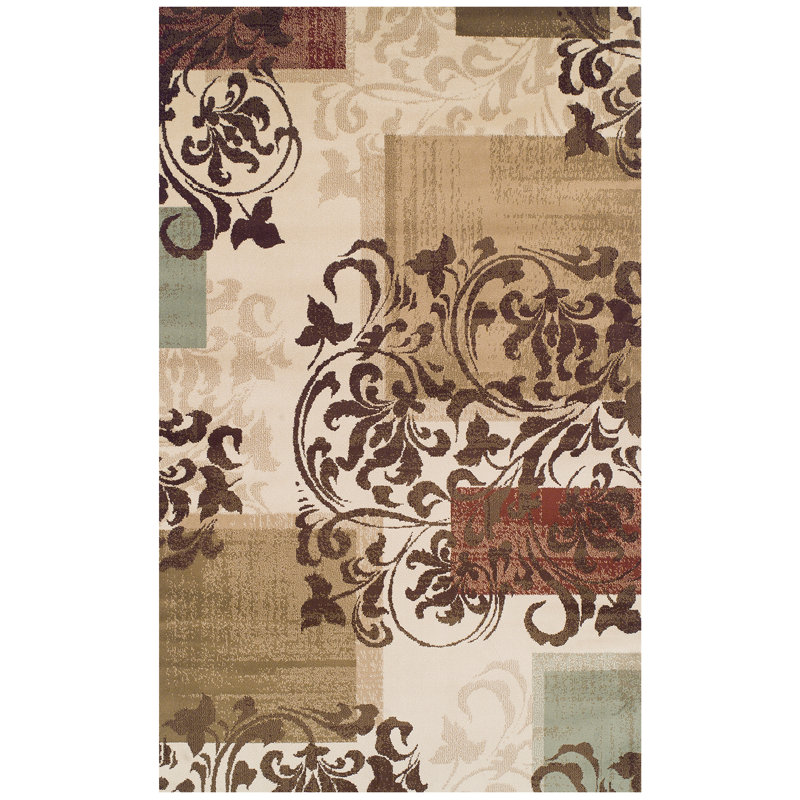 Huberdina Abstract Scroll High-Low Texture Polypropylene Indoor Area Rug, Rectangle 2' x 3'