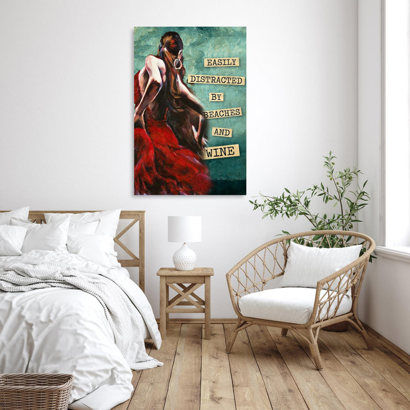 «Beaches And Wine», reproduction d'art graphique sur toile tendue, L 24 po x H 36 po