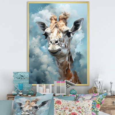 Girafes bleues en harmonie sur toile