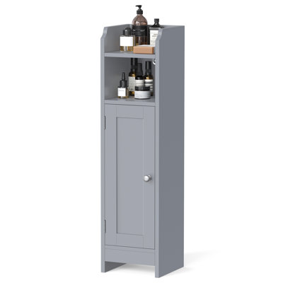 Small Bathroom Storage Corner Floor Cabinet With Door And Shelves