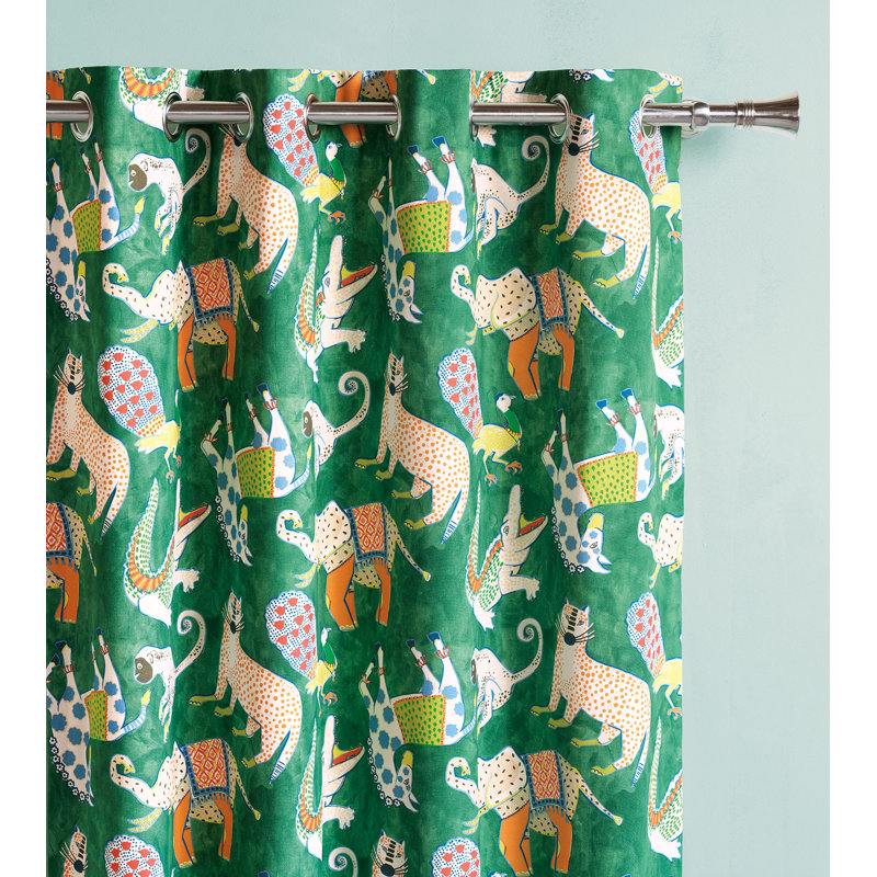 Panneau de rideau simple obscurcissant 100% coton avec œillets Hullabaloo, L 96 po x L 96 po, Vert