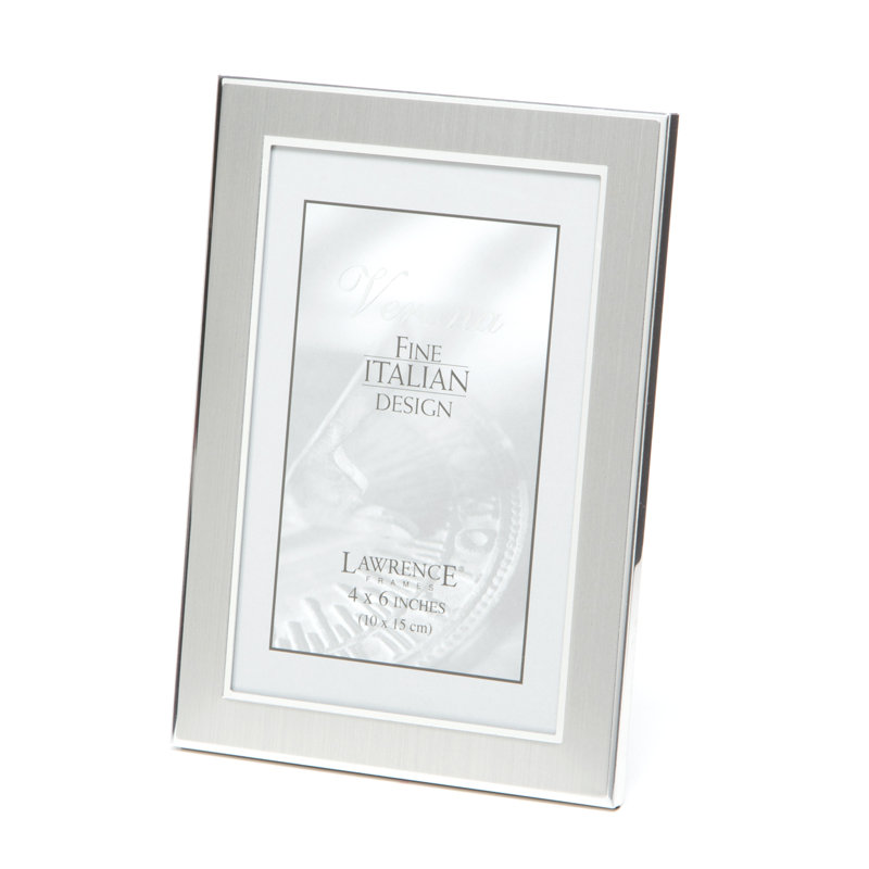 Cadre photo en métal arrière velours, 4 po x 6 po, Argent satiné brossé