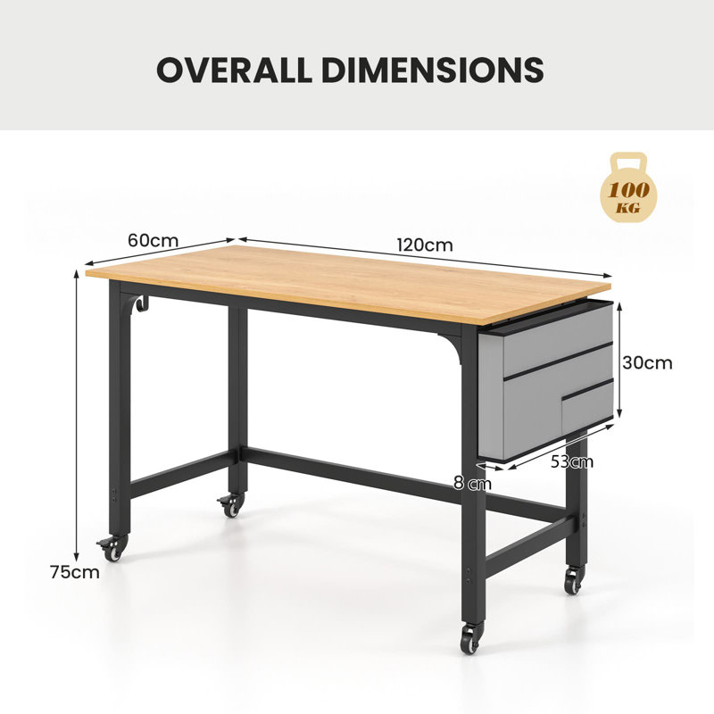Alyxandra Metal Base Computer Desk, Beige