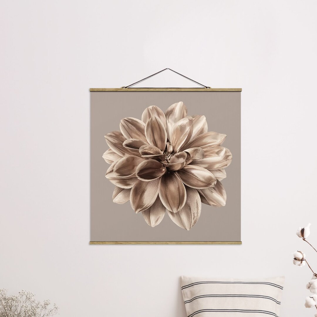 Stoffbild Dahlia Bronze Metallic Mocha Centered