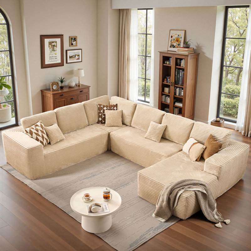 Kustas No Assembly Required Upholstered Boneless Sectional, Free Combination Compression Sofa For Living Room, Home Theater
