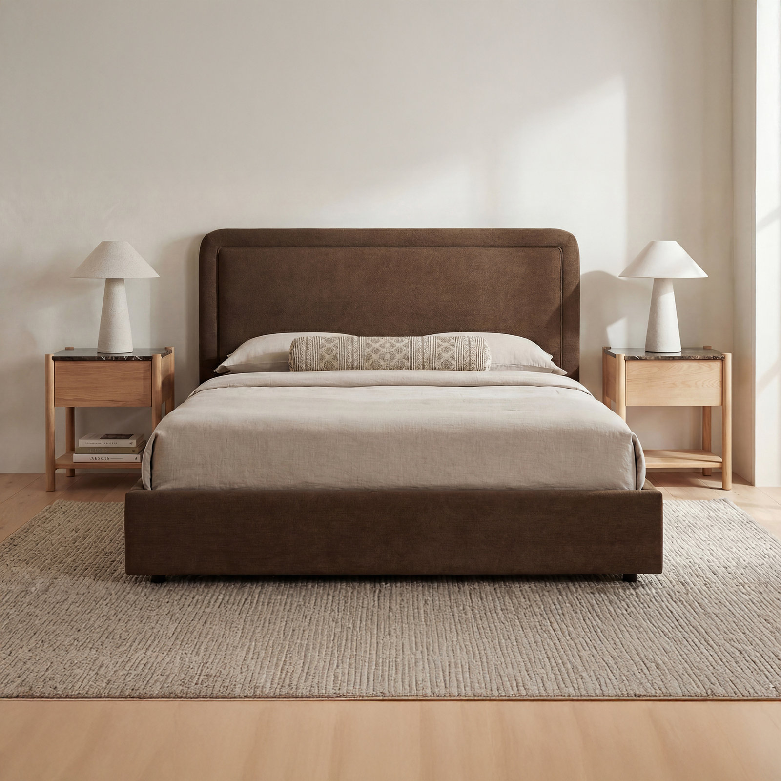Lift-Up Storage Platform Bed, Brown, Queen