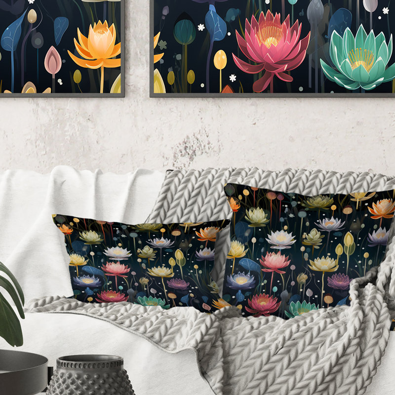 Coussin décoratif à imprimé floral coloré Colorful Mindful Presence Zen