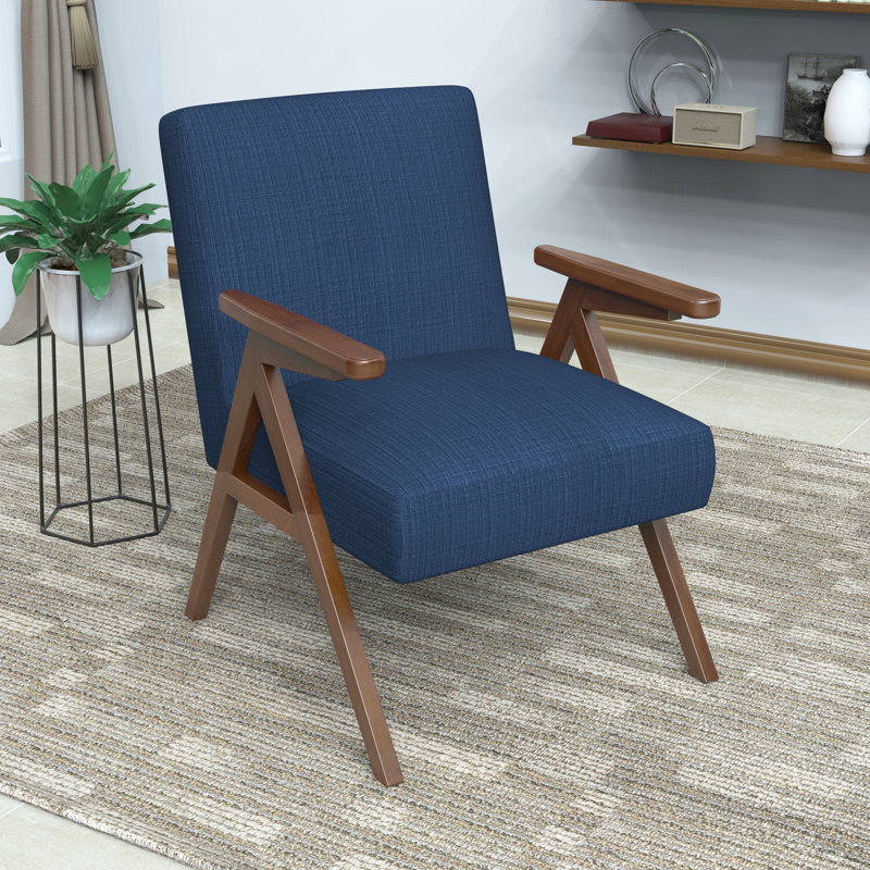 Hennah Upholstered Side Chair, Navy Blue Polyester
